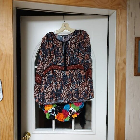 New American Eagle Brown Blue Multi-Colored Top Size Women's Small - Picture 1 of 3